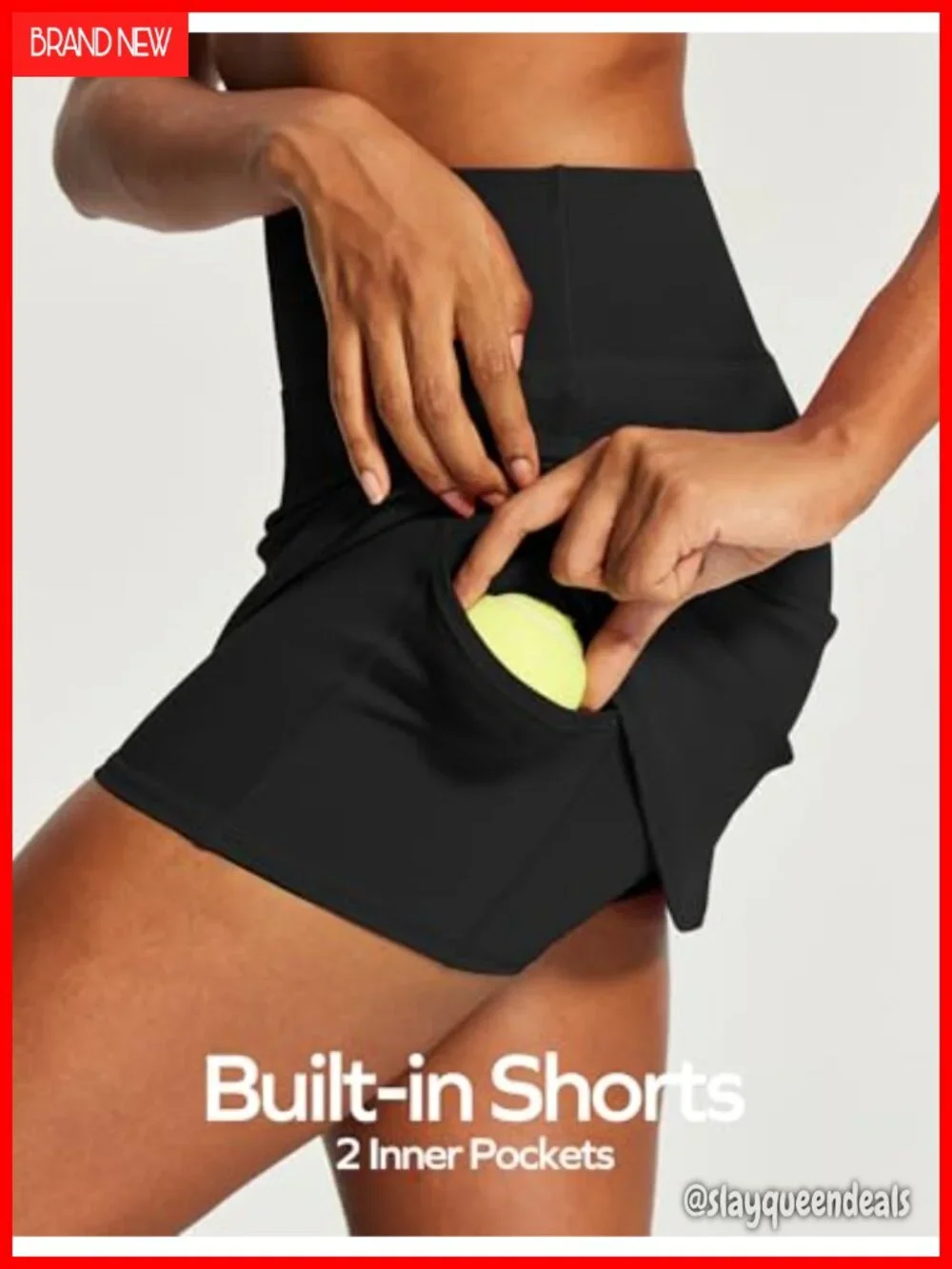 Tummy Control A-Line Tennis Skort with Pockets Built-in Shorts High Waisted